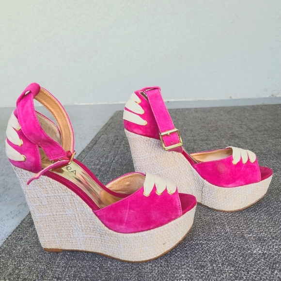 FUCHSIA SPADRILLES HEEL PLATAFORM SANDALS 👡 💟 - Picture 6 of 9